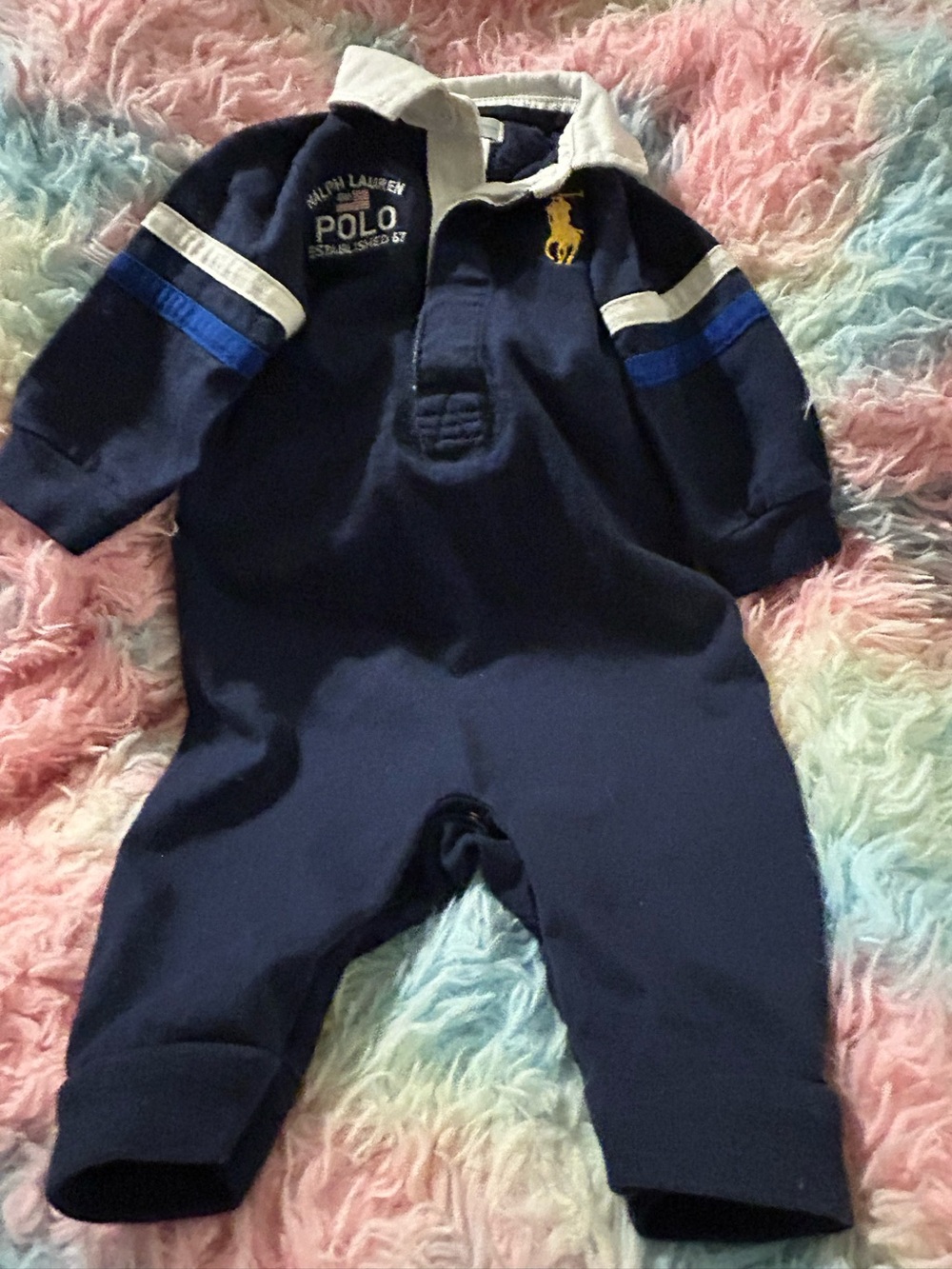Polo by Ralph Lauren Navy Baby One-Piece Romper 3 Months